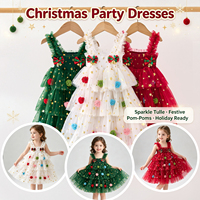 Nouvelle robe en tulle pour filles, décontractée, d'été, de Noël, mignonne, sans bretelles, à volants, avec nœud décoratif, robe tutu pour filles