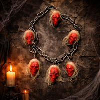 Décoration d'Halloween : Têtes de Squelette Horrifiantes à Suspendre, Chaîne de Crânes Effrayants, Accessoires pour Maison Hantée, Décorations de Fête Extérieures et Intérieures