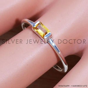 Anillo de Plata de Ley 925 auténtica con piedras preciosas de citrino con diseño de joyería único y original Anillo de plata fina a granel al por mayor - Product Image 2
