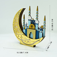 Décoration en bois en forme de croissant de lune, Ornement de table 3D mosquée islamique, Décoration autoportante pour la maison pour l'Aïd Moubarak, pour la fête musulmane