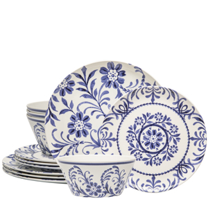 Indigo Floral High-End Melamine <b>Dinnerware</b> <b>Sets</b> for Weddings - Product Image 1