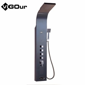 Panel de ducha de pared de acero inoxidable con cascada, columna de ducha, torre de masaje con chorros corporales y paneles de ducha LED - Product Image 5