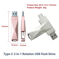 USB Flash Drive 3.2 Tipe C Pendrive Memory Stick 256GB Flash Disk U Disk untuk PC Smartphone USB Flash Drive Iron Tipe C Pendrive