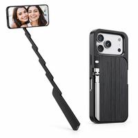 Coque de téléphone pliable 3-en-1 avec perche à selfie intégrée pour iPhone 17 / 18, idéale pour le vlogging, les diffusions en direct, les photos de groupe et les concerts