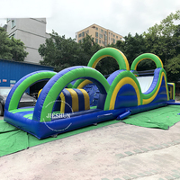 Maison gonflable gonflable verte 16x3x5 m, Course d'obstacle pour enfants, bon marché, château gonflable