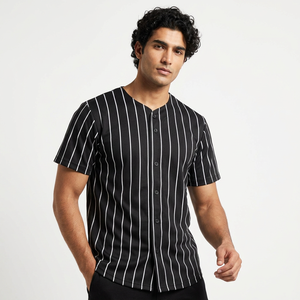 เสื้อเบสบอลแขนสั้นสำหรับผู้ชาย, เสื้อลำลองมีกระดุมเสื้อกีฬา - Product Image 1