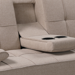 Canapé-lit <span class=keywords><strong>convertible</strong></span> en lin <span class=keywords><strong>beige</strong></span>, avec porte-gobelets et dossier réglable, idéal pour les petits appartements et les chambres d'hôtes, certifié BSCI - Product Image 3