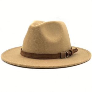Nouveau Chapeau Fedora pour Femme et Homme avec Ruban en Cuir, Élégant, pour Hiver et Automne, à Large Bord, Style Jazz, Église, Panama, Sombrero - Product Image 3
