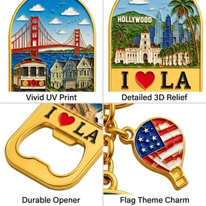 Fabricant de porte-clés souvenir émaillé personnalisé, plaqué or, avec logo de ville (Paris, Canada), décapsuleur, cadeaux de voyage, certifié SEDEX - Product Image 4