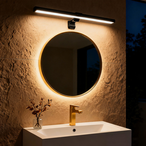 モダンなLEDコンピューターデスクランプ、ミラーウォールライト、40cmブラック壁掛けメイクアップライト、バスルームバニティライト - Product Image 5