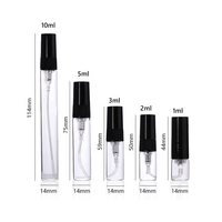 Vente en gros bouteilles de parfum cylindriques basse quantité minimale de commande 2ml 5ml 10ml décants rechargeables avec joint de pulvérisateur de pompe