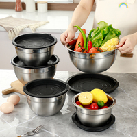 Kit de bol à salade en acier inoxydable, récipient à salade pour le déjeuner saladier avec couvercle étanche facile à nettoyer noir