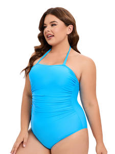 Traje de baño deportivo elegante para mujer europea americana Sexy sólido de talla grande ropa de playa de una pieza recortada en la espalda respetuoso con el medio ambiente impermeable - Product Image 4