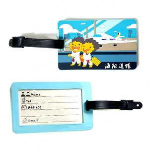 Étiquette de bagage personnalisée avec logo, motif dessin animé mignon, étiquette de voyage imprimée pour mariage, étiquette de bagage en PVC caoutchouc - Product Image 3