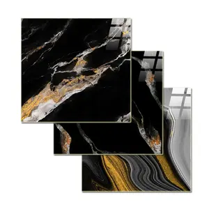 Glossy Full Glazed Polished 600x600 Golden Days Porcelain Tile Black Gold Dark Color Marble Look Porcelain Floor Interior Tile