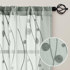 <span class=keywords><strong>Rideaux</strong></span> transparents brodé motif Floral poche <span class=keywords><strong>lin</strong></span> Semi transparent Voile fenêtre <span class=keywords><strong>rideaux</strong></span> chambre salon occultant flamme - Product Image 2