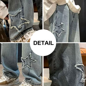 Jeans de Tiro Medio con Estampado 3D Lavables, Estilo Urbano Informal, Estilo Y2K - Product Image 6