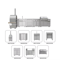 Îlot de cuisine extérieur personnalisé en acier inoxydable 304, nouveau design, plan de travail pour barbecue, îlot de barbecue modulaire extérieur avec évier