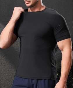 Camiseta blanca de cuello redondo para hombre con marca reflectante negra para hombre Gym Active camiseta de secado rápido logotipo personalizado Camiseta deportiva de manga corta - Product Image 2
