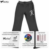 Pantalon de cheerleading athlétique personnalisé avec strass, coupe ajustée et bas évasé, pour la pratique de la gymnastique et de la danse