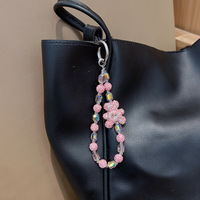 Nouvelle Chaîne de Perles Bling Bling en Cristal Ours, Décoration de Sac, Pendentif Mignon, Dragonne de Téléphone Perlée, Chaîne de Téléphone, Porte-clés