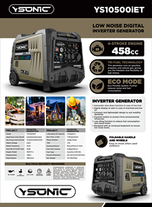 Generador de Combustible Triple YS10500iET de 8.5kw Directo de Fábrica, Generador de Gas LPG, Generadores Portátiles de Gasolina con Inversor para Uso Doméstico YSONIC - Product Image 4