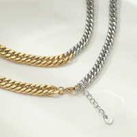 Collier ras du cou en acier inoxydable bicolore, plaqué or véritable PVD, avec chaîne gourmette et extension réglable, vente en gros