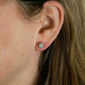 Orecchini a Perno Classici con Sei Punte in Zirconia per Donne, Eleganti Gioielli da Sposa alla Moda - Product Image 2
