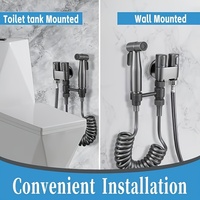 Set Semprotan Bidet Genggam USA untuk Toilet, Kit Shattaf Terpasang di Dinding dengan Selang Spiral Anti Aliran Balik G1/2 Grosir