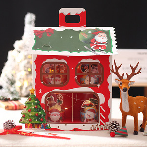 Giáng Sinh 3 Tier Lớp Giấy Các Tông Bánh Cupcake Đứng Món Tráng Miệng Chủ Hiển Thị Hộp Tháp Trường Hợp Bao Bì Showcase Với Xử Lý - Product Image 2