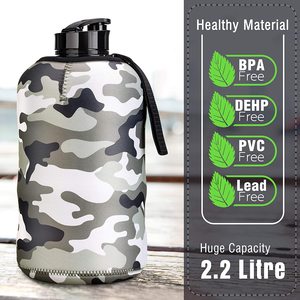 Sport Supplies 2.2L <strong>Water</strong> <strong>Bottle</strong> with Sleeve Half Gallon Sports Jug with Pocket Storage <strong>Carry</strong> <strong>Strap</strong> <strong>for</strong> Gym - Product Image 1