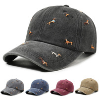Gorra de Béisbol Bordada con Dibujo de Perro Salchicha en Algodón Lavado Suave, Ajustable, con Logotipo Personalizado