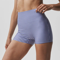 Ensemble de yoga à carreaux : short taille haute sculptant la silhouette et brassière de sport anti-transpiration en Spandex/Nylon avec bandeau offert