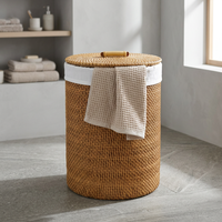 Panier à linge pliable en rotin écologique avec couvercle et poignée, forme ovale, style moderne, multifonction, Artex Hai Nam VH-7654