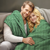 Couverture en polaire Teddy 100% polyester de luxe, 400 GSM, super douce, épaisse et chaude, motif quadrillé 3D, style européen-américain, pour toutes les saisons