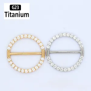 G23 Titanium Piercing 14G Circular CZ Clicker Nipple Shield Jewelry Round Nipple Ring Barbell Piercings for Women Girls Gift DHL