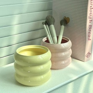 Cute <b>dressing</b> <b>table</b> makeup brush <b>storage</b> tube, simple home decor, desktop ceramic brush and pen holder <b>storage</b> box, high-end - Product Image 2