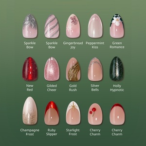 Lot de faux ongles en gel souple faits à la main, de haute qualité, vente en gros, design 3D de luxe, French Manucure, mignons, pour Noël, à presser, en vrac - Product Image 1