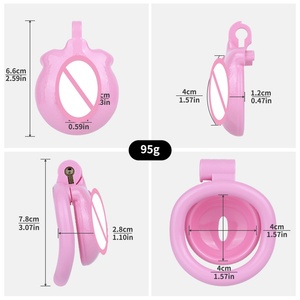 Pink Clitoris Shaped Penis Cages Resin Male Chastity Device With Strapon Belt Hollow Urethral Cock <b>Locking</b> 4size Ring Restraints - Product Image 6