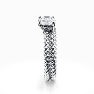 ชุดเครื่องประดับเจ้าสาว SGARIT Twisted Rope Solitaire แบบกำหนดเอง แหวนเพชร 2 กะรัต ทอง 18K เพชรเพาะเลี้ยงในห้องปฏิบัติการ สี VS D พร้อมใบรับรอง IGI เครื่องประดับแฟชั่น - Product Image 4