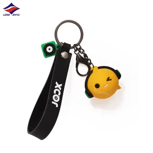 Longzhiyu Professional Keychain Maker 3D PVC Keyring Custom Logo with Black Rubber Strap Stereo Ball Key Chain 17 Years Factory