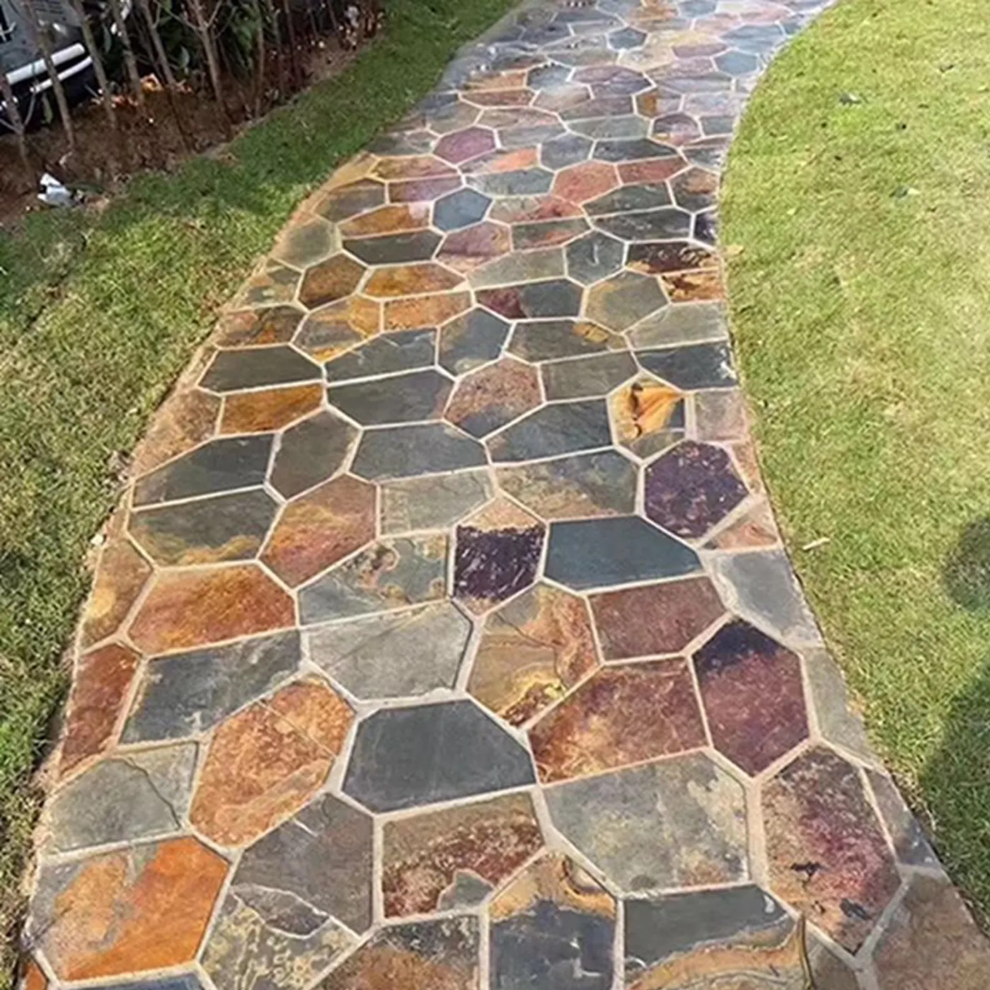 Diseño moderno 30x30 Carretera al aire libre Octágono Hexagonal Losa natural Piedras de pavimentación Pizarra Patio Pisos Azulejo Ladrillos Patrones