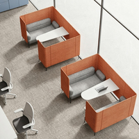 Canapés de bureau en tissu, cabine d'intimité, sièges à dossier haut, structure métallique, durable, pour salle d'attente, personnalisation, ensemble d'usine OEM