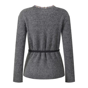Cárdigan de Punto para <span class=keywords><strong>Mujer</strong></span>, Diseño Elegante, Cuello Redondo, Manga Larga, Color Sólido, con Cinturón, Fabricación de Alta Calidad - Product Image 2