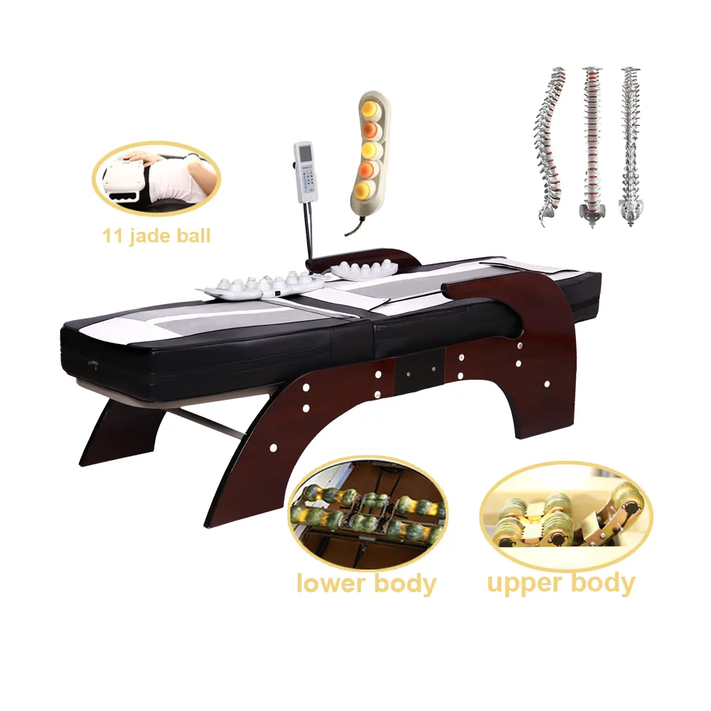 Cama de massagem térmica jade, cama com rolo de pedra jade para massagem, terapia de spa, corpo inteiro, cama infravermelha