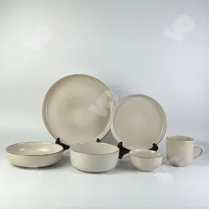 Reactive Glaze Dinner Set Dinnerware Sets Cream Bowl Plate Mug Ceramic Stoneware China Gift