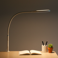 Lampe de bureau LED électrique flexible pour salle de lecture, bureau et étude, en aluminium, avec fonction de mémoire, moderne, à intensité variable, pour protéger les yeux, lampe de table blanche