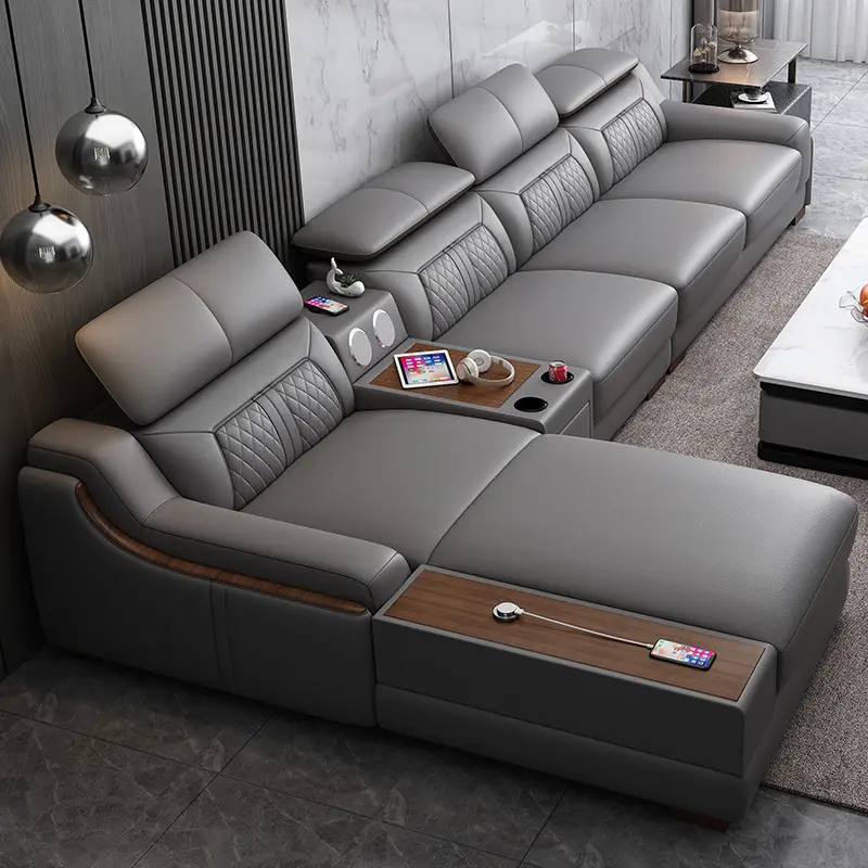 Atunus Sofa Kulit Asli Sofa Mewah 7 Tempat Duduk Sofa Set Sudut Bagian Sofa Modular Modern Ruang Tamu Sofa Bentuk L