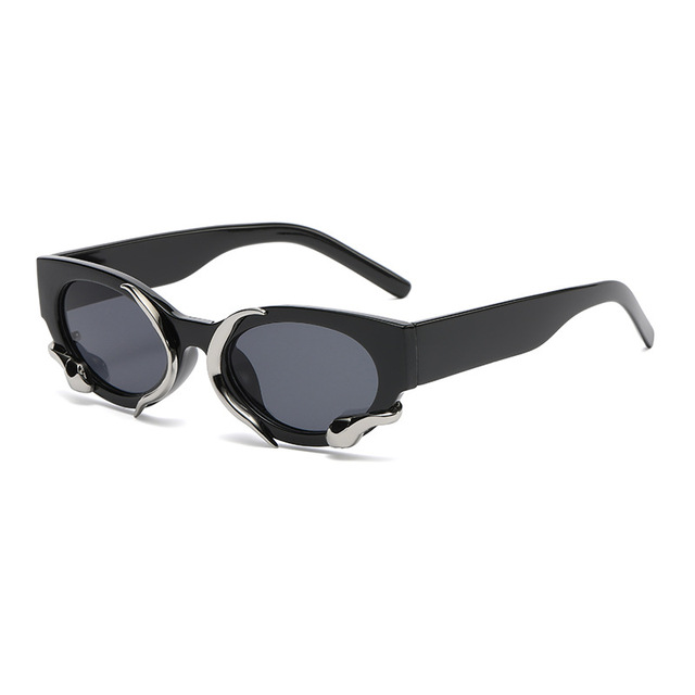 Fashion Snaked-shaped Sunglasses Y2K Vintage Small Oval Cat Eye Frame Sunglasses Women Unisex Shades