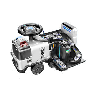 Voiture à quatre roues de stockage coulissant en forme de police avec jeu de piste d'aventure coulissant pour les enfants - Product Image 1